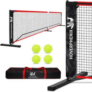 Pickleball Net for Driveway, Portable Pickleball Net System with Regulation Size 22FT Pickle Ball Net, Outdoor Pickleballs, Carry Bag, Weather Resistant Metal Frame
