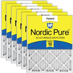 Nordic Pure 16x20x1 (15 1/2 x 19 1/2 x 3/4) Pleated MERV 10 Air Filters 6 Pack