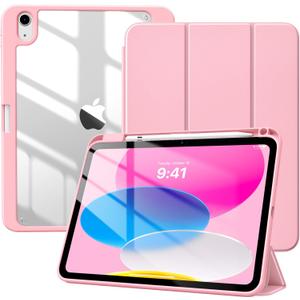TiMOVO Case for iPad (A16) 11th Generation 11 Inch 2025, iPad 10th Generation Case 10.9 Inch 2022 with Pencil Holder,Slim Protective Cover with Clear Back Shell,Auto Wake/Sleep, Pink