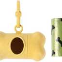 Dog Waste Bag Dispenser, Bone Shaped, Portable Pet Poop Bag Holder with Carabiner Clip, 2 Pack (Yellow Green)