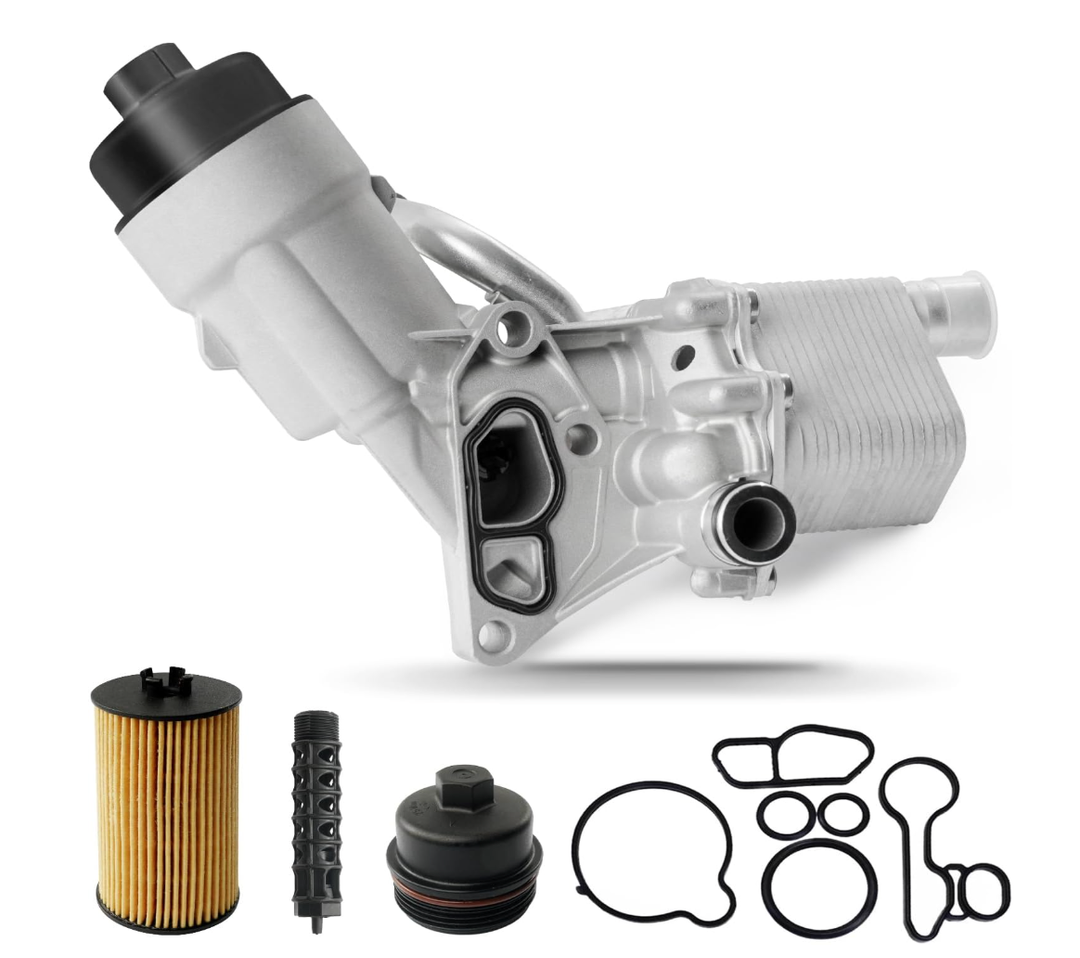 Engine Oil Cooler Filter Housing Assembly Adapter with Insert, Gasket, Cap Compatible with 2011-2021 Chevy Cruze Sonic Trax, Buick Encore 1.4L Turbo Replace 918-428 55566784 55565388 88179-91400