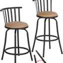FurnitureR Kitchen Counter Barstools, Swivel Kitchen Counter-Height Stool with Backs and Footrest, Adjustable Bar Stools with Interchangeable Legs Armless, Set of 2, 24/29 Inch, Brown