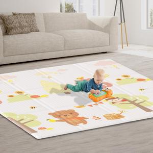 besuhot Baby Play Mat 74 x 50 Inch Foldable Baby Floor Mat, Reversible Baby Foam Mat for Babies and Toddlers Infants, Portable Waterproof Activity PlayMats for Indoor Outdoor