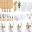 33PCS Baby Shower Game Prizes 4 Set Winners Guest Gifts Bamboo Cheese Board Set Butter Spreaders Fork Spoon Towel Thank You Card and Gift Bags Bridal Shower Gift for the Wedding Bride