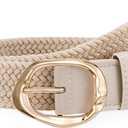 JASGOOD Braided Elastic Belt for Women Stretchy Woven Golf Belt Casual Web Belt for Jeans Pants (Beige)