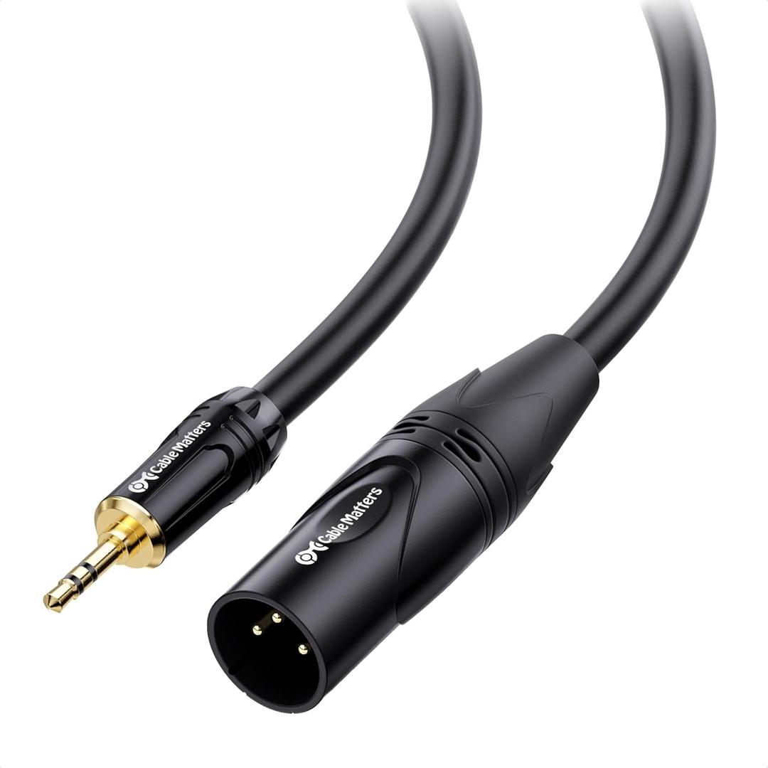 Cable Matters 3.5mm to XLR Cable - 25ft, Male to Male XLR to 1/8 Inch Cable, Compatible with iPod, MP3 Player, Laptop, Voice Recorder, and More, Black  Not for Microphone Use