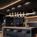 Modern Led Pendant Light, Black Led Chandelier for Dining Room,Modern Chandelier Dining Room Lighting Fixture Dimmable with Remote,Minimalist Kitchen Island Lighting Height Adjustable, L47.24in