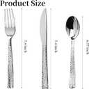 150PCS Silver Plastic Silverware, Heavy Duty Plastic Cutlery Set, Disposable Utensils - 50 Forks, 50 Spoons and 50 Knifes for Party, Wedding and Events