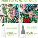 Alcohol Markers, 120 Colors Chisel & Brush Tip Coloring Markers Set, Double Tipped Markers Set for Artist Adults Coloring or Drawing