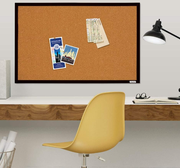 Cork Board Bulletin Board 24 x 36, Wood Framed Corkboard for Wall
Hanging Office Message Board, Large Notice Pin Board with 15 Push Pins, 10mm Natural Cork, For School, Home & Office