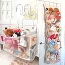 Stuffed Animal Storage | 2 in 1 Bedside and Over the Door Stuffed Animal Organizer | Space-saving Stuffy Holder with Extra Pockets | Kids Toys Hanging Plushie Holder with Reinforced Sides | Bed caddy