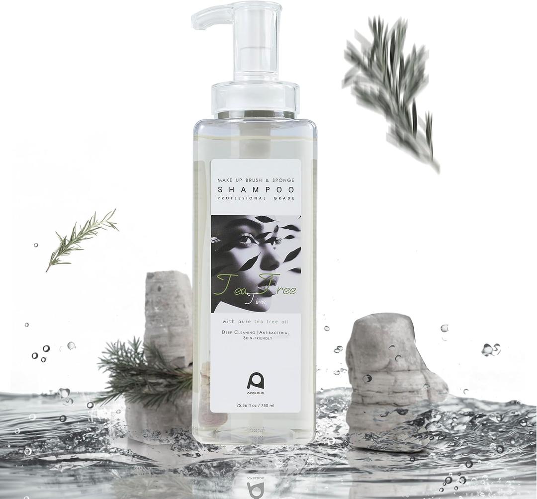 Makeup Brush Cleaner, Tea Tree Oil, Shampoo for Sponges & Puffs, Deep Cleaning, Antibacterial, Conditions Bristles, Gentle, Vegan & Cruelty-Free, Large Value Size, 25.36 fl oz (750 ml)