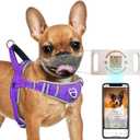 ADVENTUREMORE Dog Harness Small Dog No Pull with QR Code Dog Tag, Adjustable Reflective Dog Vest Escape Proof Dog Harness Smart ID Tag with Easy Control Front Clip Handle for Walking S Purple