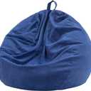 Nobildonna Bean Bag Chair Cover (No Filler) for Kids and Adults,Beanbag Stuffed Animal Storage Without Filling Plush Toys Holder and Organizer Soft Premium Corduroy 200L (Dark Blue) (Medium(Cover Only))