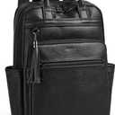 Shrrie Laptop Backpack for Women 15.6 inch Travel Leather Backpack Purse Work Computer Backpacks for Business College Black