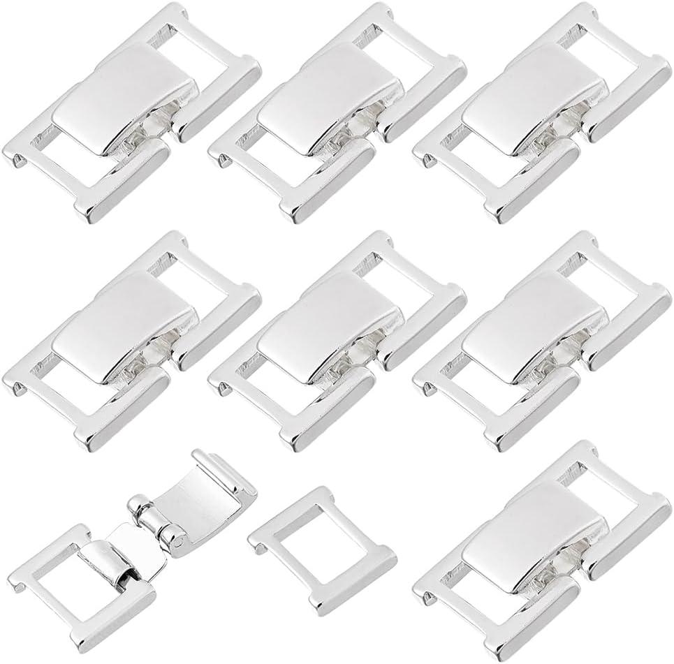 DICOSMETIC 10Pcs Fold Over Jewelry Clasp 925 Sterling Silver Plated Necklace Extension Clasps Brass Bracelet Extenders Small Fastener Extension Clasps for DIY Craft Jewelry Making