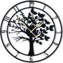 16 Inch Large Metal Wall ClockTree of Life Large Wall Clocks for Living Room Decor,Bedroom,Battery Operated,Black,Decorative Analog,Silent,Non Ticking Big Wall Clock(Tree of Life, 16 inches)