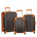 Rockland London Hardside Spinner Wheel Luggage, Grey, 28-24-20-Inch