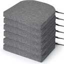 Chair Cushions for Dining Chairs 6 Pack, Foam Chair Cushion with Ties and Non Slip Backing, 16 x 16 inches Grey Chair Pads for Dining Chairs