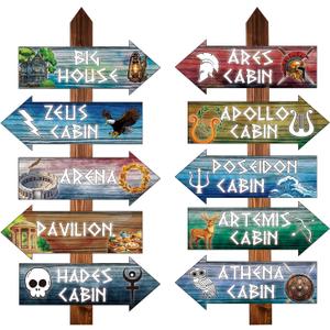 Greek Mythology Arrow Signs, 20pcs Greek Gods Cabin Arrow Signs, Htabiol Greek Mythology Party Decorations, Greek God Party Decorations, Suit for Percy Jackson Party, Camp Half Blood Party