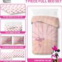 Disney Minnie Mouse Full Size Comforter Set - 7 Piece Bedding Includes Sheet Set & Pillow Covers - Super Soft Cozy Pink Bedding