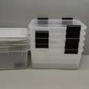 IRIS USA WeatherPro 19 Qt Storage Bins with Lids, 6 Pack, BPA-Free Plastic Gasket Box with Tight Latch and Seal, Stackable Nestable Tote Tub - Clear/Black