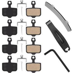 4 Pairs Bike Disc Brake Pads, Compatible for Sram Brake Pads Avid Elixir E1 E3 E5 E7 E9 ER CR XO XX DB1 DB3 DB5, MTB Brake Pads Compatible for Nutt Hydraulic Disc Brakes with Tools (Semi-Metallic)