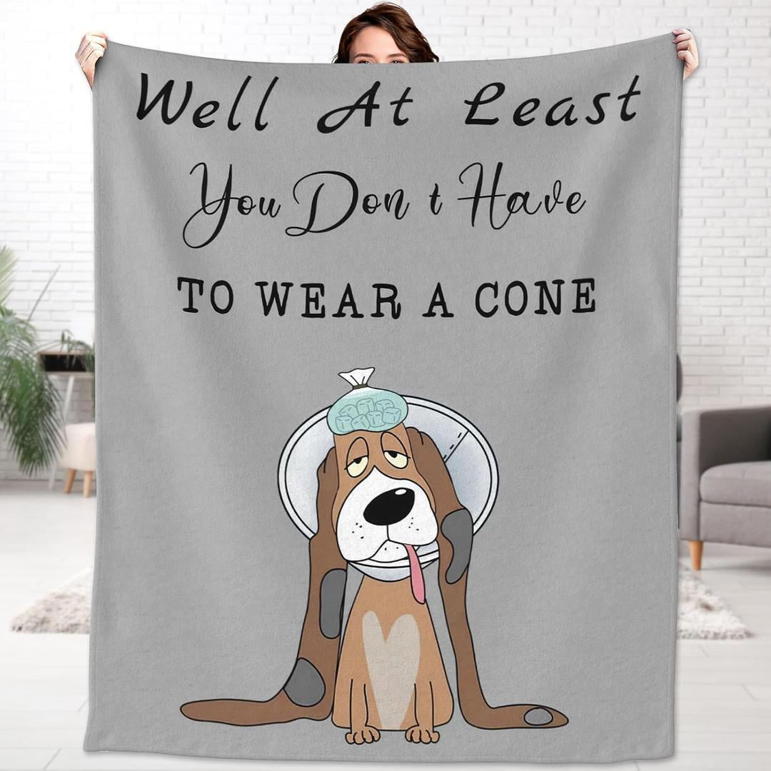 Get Well Gifts for Women Men After Surgery Recovery Blanket,Cancer Care Gifts Feel Better Get Well Soon Gifts for Women, at Least You Dont Have to Wear A Cone Grey Throw Blanket 60"x80"