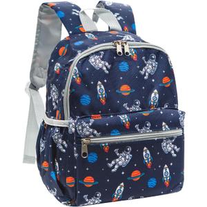 YAMEIZE Toddler Backpack for Kids School Bag Kids Backpack for Boys and Girls Waterproof Backpack for 3-7 Years, Astronaut, Small, Retro