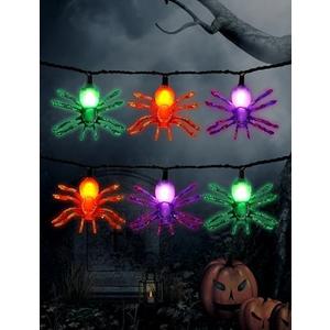Sparkling Halloween String Lights, 12ft 20 LED Glitter Spiders, UL Certified Plug in Indoor Halloween Decor for Home, Mantle, Window & Party