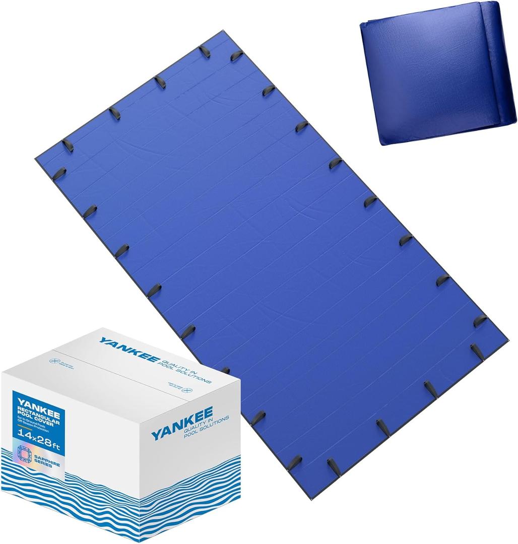 Yankee Pool Cover for 14x28 ft Rectangular Pool: Extra Thick & Durable | Sapphire Series of Premium Cold- and UV-Resistant In-Ground Pool Protection