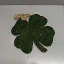 12.6'' St. Patrick's Day Shamrocks Moss Wreath for Front Door with Bows St. Patrick's Day Sign Four Leaf Clover Hanging Decorations, Lucky Green Clover for Irish Holidays Wall Window Decor