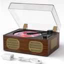 Vintage CD Player with Speakers Bluetooth, Time Music Box, Retro Portable CD Player with Headphone Jack, USB & AUX Playback, Festival Gift for Home Decor, No Remote Control (Walnut)