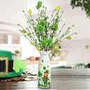St Patricks Day Decorations, Saint Patricks Day Table Decor - Artificial Flowers 3 PCS with Vase, Leprechaun St Patricks Decor for Home, Dining Table, Bedroom, Shamrock Flowers Gifts for Women