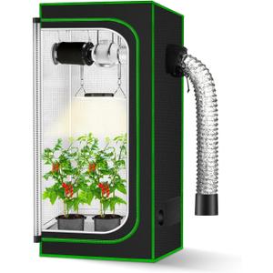 MELONFARM 2x2 Grow Tent, 24"x24"x48'' High Reflective 600D Diamond Mylar Canvas with Observation Window and Floor Tray for Hydroponic Indoor Plant Growing