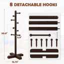 8-Hook Freestanding Wooden Coat Rack 2 Adjustable Heights Brown | Suitable for Bedroom Hallway Entrance Office,Holds Hats Handbags Purses Neatly,Space-Efficient Vertical Stand