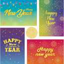 2 x NEWEST 24 Pieces Happy New Year Cards with Envelopes & Stickers, Gold Foil Holiday Greeting Cards Colorful Firework New Year Card Festive Blank Note Card for Friends, Family and loved One, 4 x 6 Inch
