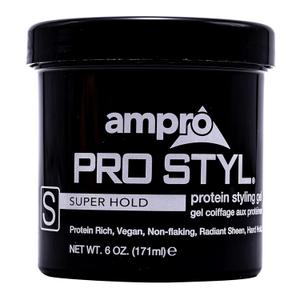 AmPro Pro Styl Styling Gel - Protects and Strengthens Your Strands - Non-Flaking, Alcohol Free, Vegan Formula - Flexible, Touchable Hold for All Hair Textures - Super Hold - 6 oz (6 Ounce (Pack of 1))