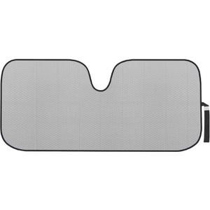 Motor Trend Gray Accordion Folding Car Windshield Sun Shade - Blackout Sun Visor for Car Windshield - Foldable Jumbo Sunshade and Front Window Truck Sun Screen for UV Sun Protection - 66 x 27