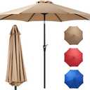 OLIXIS 9FT Patio Table Umbrella with Tilt and Crank Button & 8 Sturdy Ribs Waterproof, 9 Feet Outdoor Patio Umbrella Sun Shade for Pool, Terrace, Beach and Restaurant, Brown 