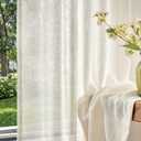 jinchan Natural White Pinch Pleated Curtains 84 Inches Long for Living Room Linen Semi Sheer Bedroom Curtains Light Filtering Rustic Farmhouse Window Drapes Privacy Pleated Drapes for Dining Office, 40"W x 84"L