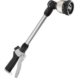 FANHAO Watering Wand Heavy Duty, 16 Inches Metal Garden Hose Wand with 8 Spray Patterns, Long Hose Nozzle Sprayer with ON/OFF Thumb Control, Perfect for Hanging Baskets, Shrubs, Garden and Lawn