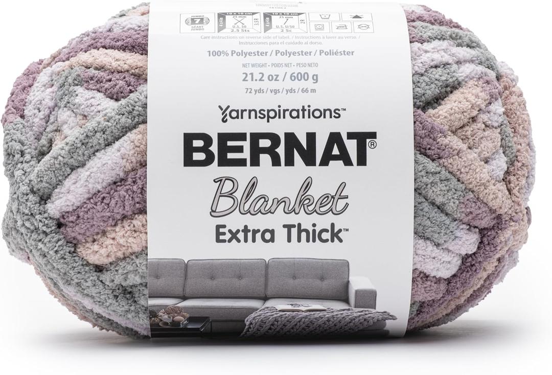 Bernat Blanket Extra Thick Lunar Purple Yarn - 1 Pack of 21.12oz/598.74g - 100% Polyester - #7 Jumbo - 72 Yards for Knitting, Crocheting, Crafts & Amigurumi