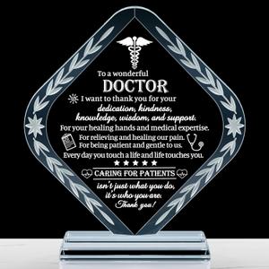 Movdyka Doctor Appreciation Gifts for Men Women Engraved Crystal Plaque Keepsakes Doctor Thank You Gift for Him Her Doctors Day Present Christmas Thanksgiving Birthday Retirement Best Dr. Decor