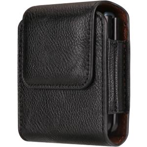 Cell Phone Waist Pouch Men Leather Compatible with Samsung Galaxy Z Flip 6/Z Flip 5/Z Flip 4/Z Flip 3/Z Flip 4G 5G, Cellphone Holster with Belt Clip Phone Belt Pouch Bag with Belt Loop Carabiner Hook (Black)