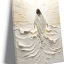 Jesus Walking on Water Wall Art, Christian Wall Decor Pictures, Divine Light Canvas Painting Modern Religious Bible Poster Prints for Living Room Bedroom Church Home Decoration 12x16 in Framed