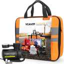 Car Emergency Safety Kit Bag with Portable Air Compressor, Jumper Cables,First Aid Kit, Tire Pressure Gauge, Auto Vehicle Safety Road Side Assistance Kits Essentials,for Women, Men, Teen