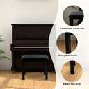 Black Piano Bench, Metal-Frame Padded Keyboard Stool, 17.7" L x 11.6" W x 18.1" H