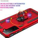 Androgate for Samsung Galaxy S21 5G Case with HD Screen Protectors, Military-Grade Metal Ring Holder Kickstand 15ft Drop Tested Shockproof Cover Case for Galaxy S21 Red