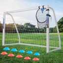 Soccer Goal for Backyard 106.5, 86 and 64 FT Soccer Goals Weatherproof and Portable HPVC Soccer Goal with Soccer Target Net and Carry Bag for Kids and Adults Outdoor's Practice Training (8×6 FT/Cones)